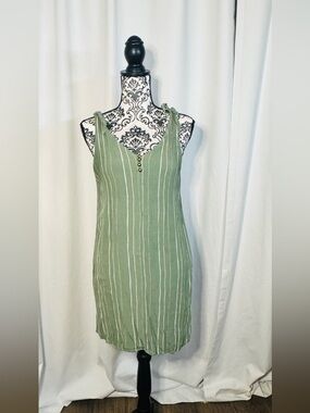 a.n.a Green Striped Midi Dress